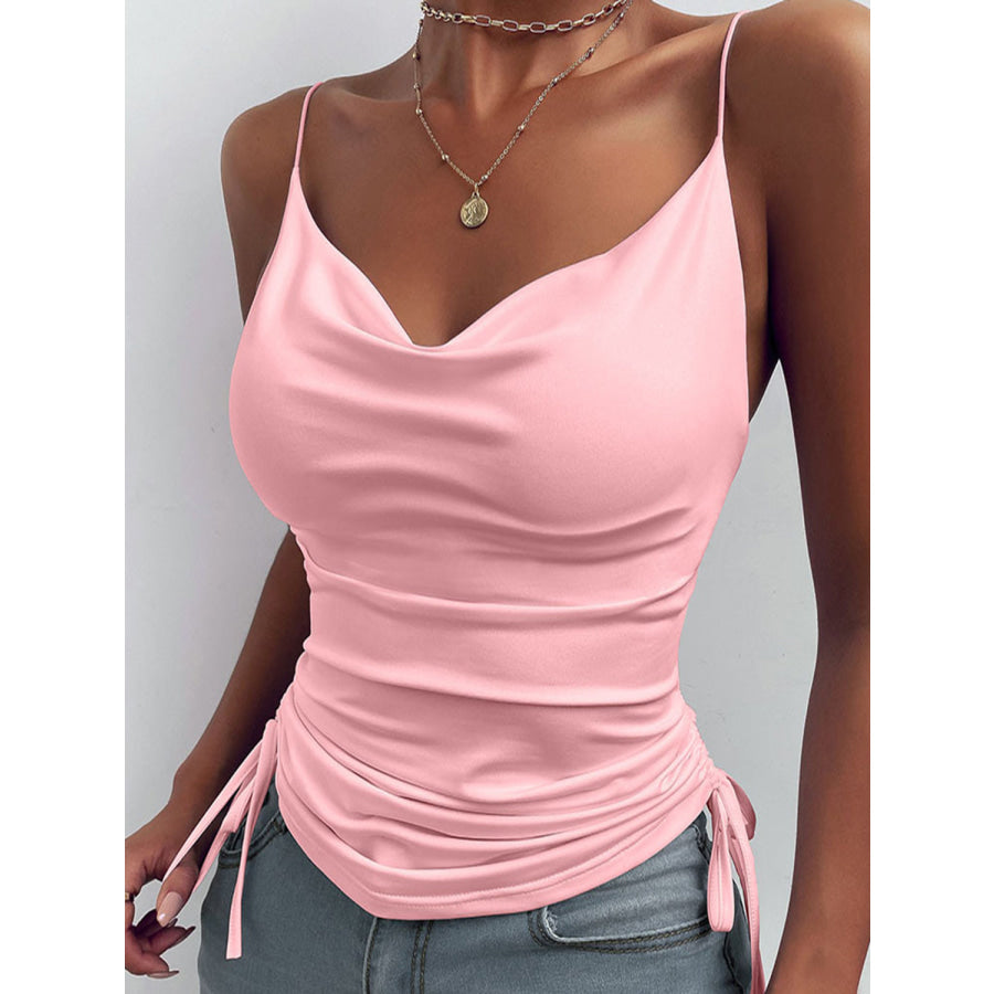 Ruched Tied Sweetheart Neck Cami Dusty Pink / S Apparel and Accessories