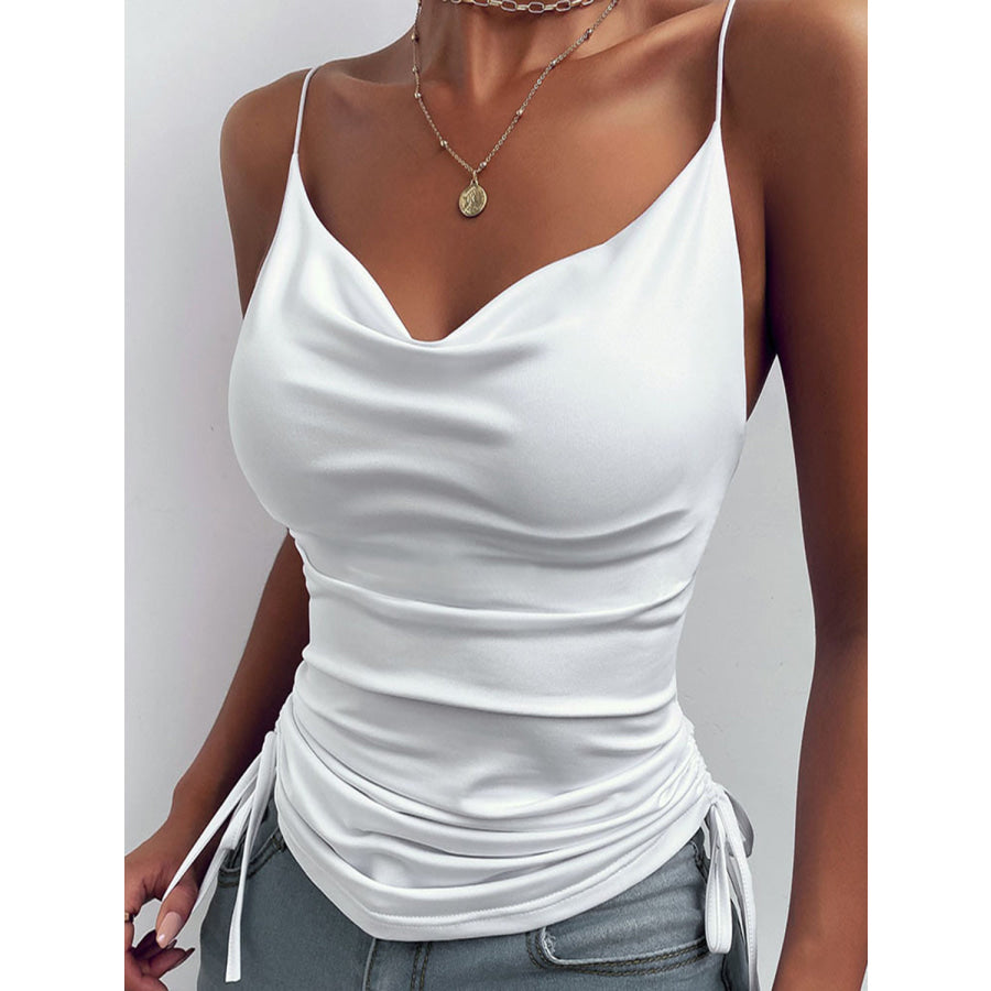 Ruched Tied Sweetheart Neck Cami White / S Apparel and Accessories