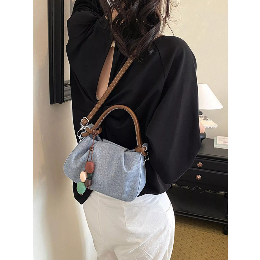 Ruched Top Handle Crossbody Bag Blue / One Size Apparel and Accessories