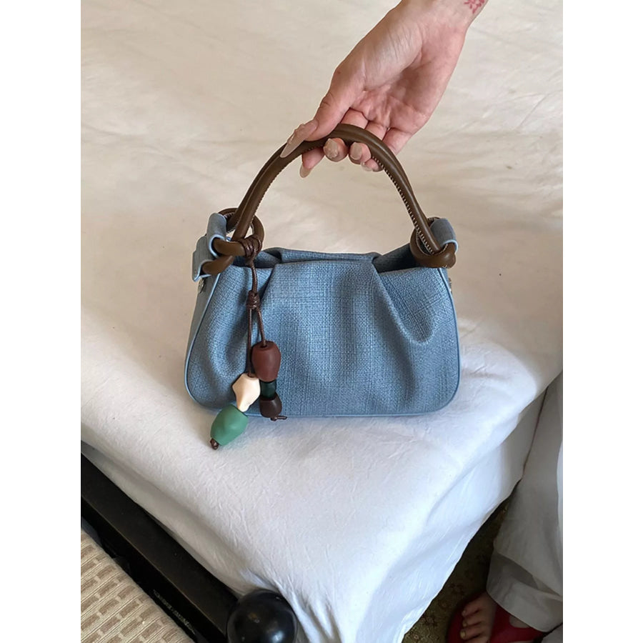 Ruched Top Handle Crossbody Bag Blue / One Size Apparel and Accessories