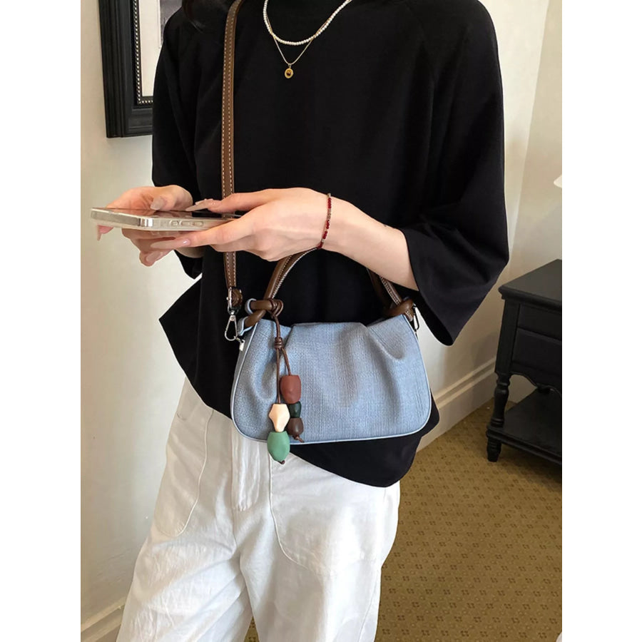 Ruched Top Handle Crossbody Bag Blue / One Size Apparel and Accessories