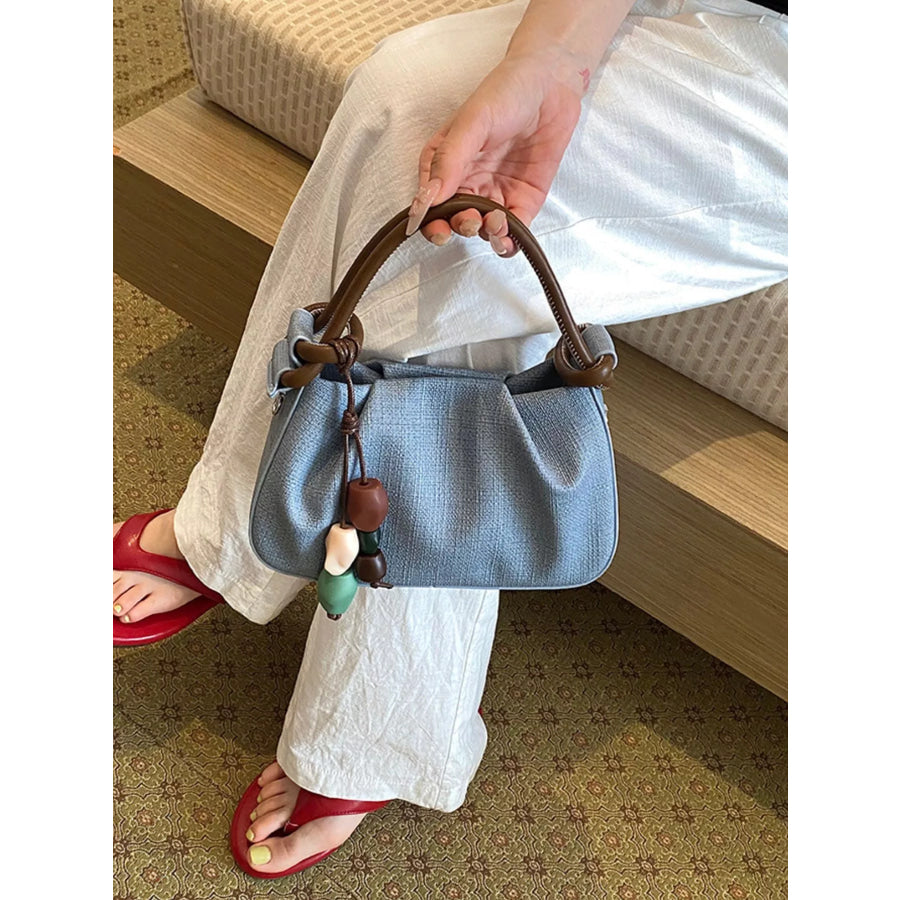 Ruched Top Handle Crossbody Bag Blue / One Size Apparel and Accessories