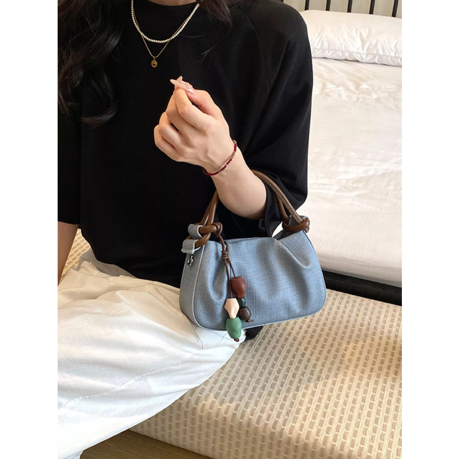 Ruched Top Handle Crossbody Bag Blue / One Size Apparel and Accessories