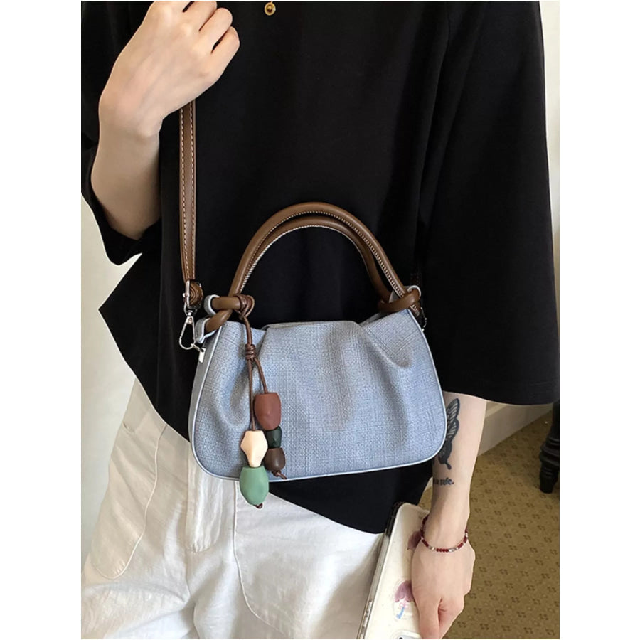 Ruched Top Handle Crossbody Bag Blue / One Size Apparel and Accessories