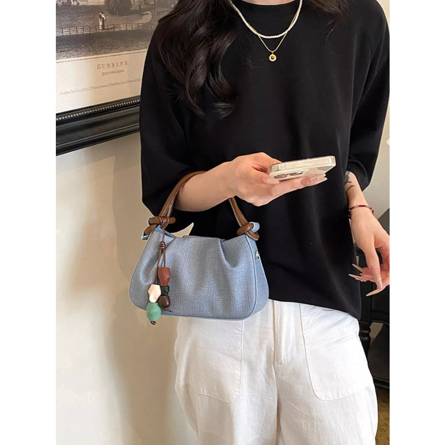 Ruched Top Handle Crossbody Bag Blue / One Size Apparel and Accessories