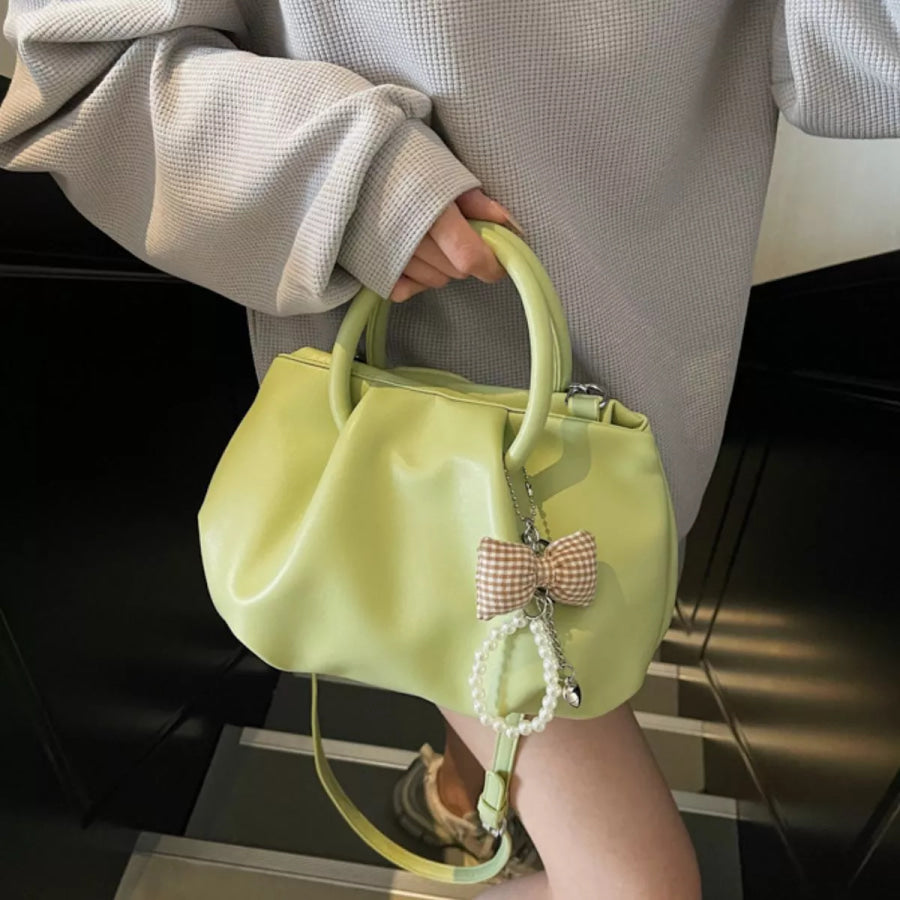 Ruched Top Handle Crossbody Bag Green / onesize Apparel and Accessories