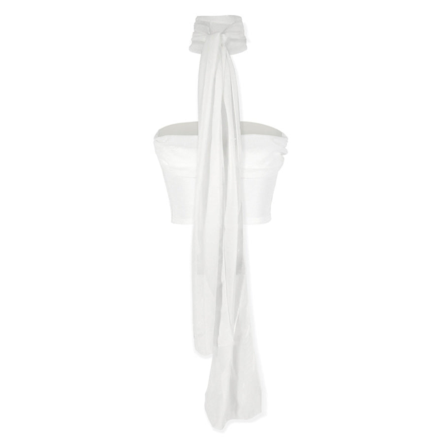 Ruched Tube Top with Scarf Apparel and Accessories