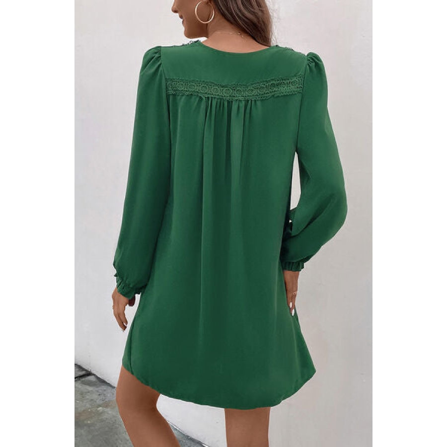 Ruched V-Neck Flounce Sleeve Dress Apparel and Accessories