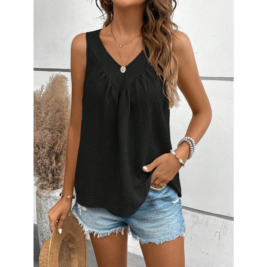 Ruched V-Neck Wide Strap Tank Apparel and Accessories