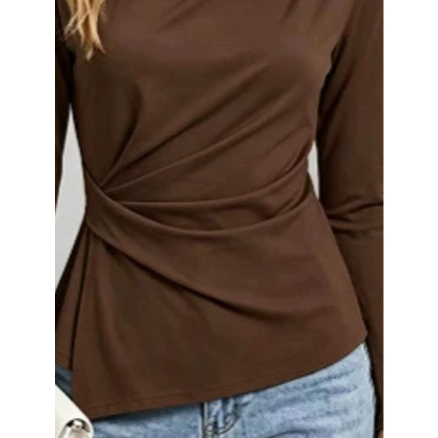 Ruched Waist Long Sleeve T-Shirt Apparel and Accessories