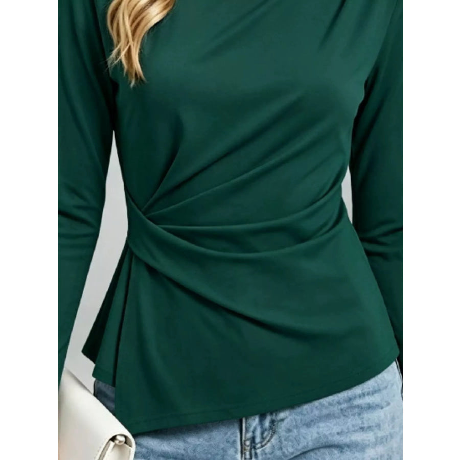 Ruched Waist Long Sleeve T-Shirt Apparel and Accessories