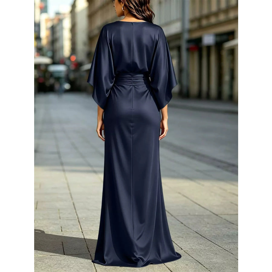 Ruched Waist Maxi Dress with Pockets