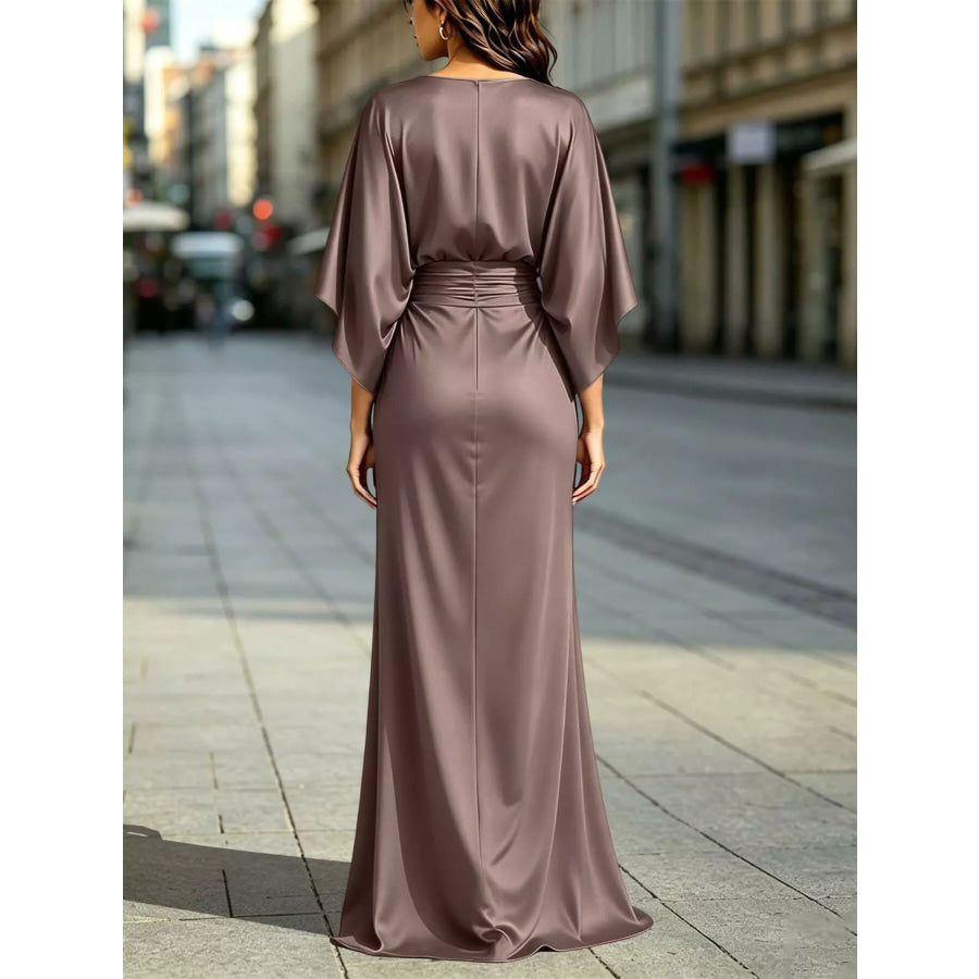 Ruched Waist Maxi Dress with Pockets