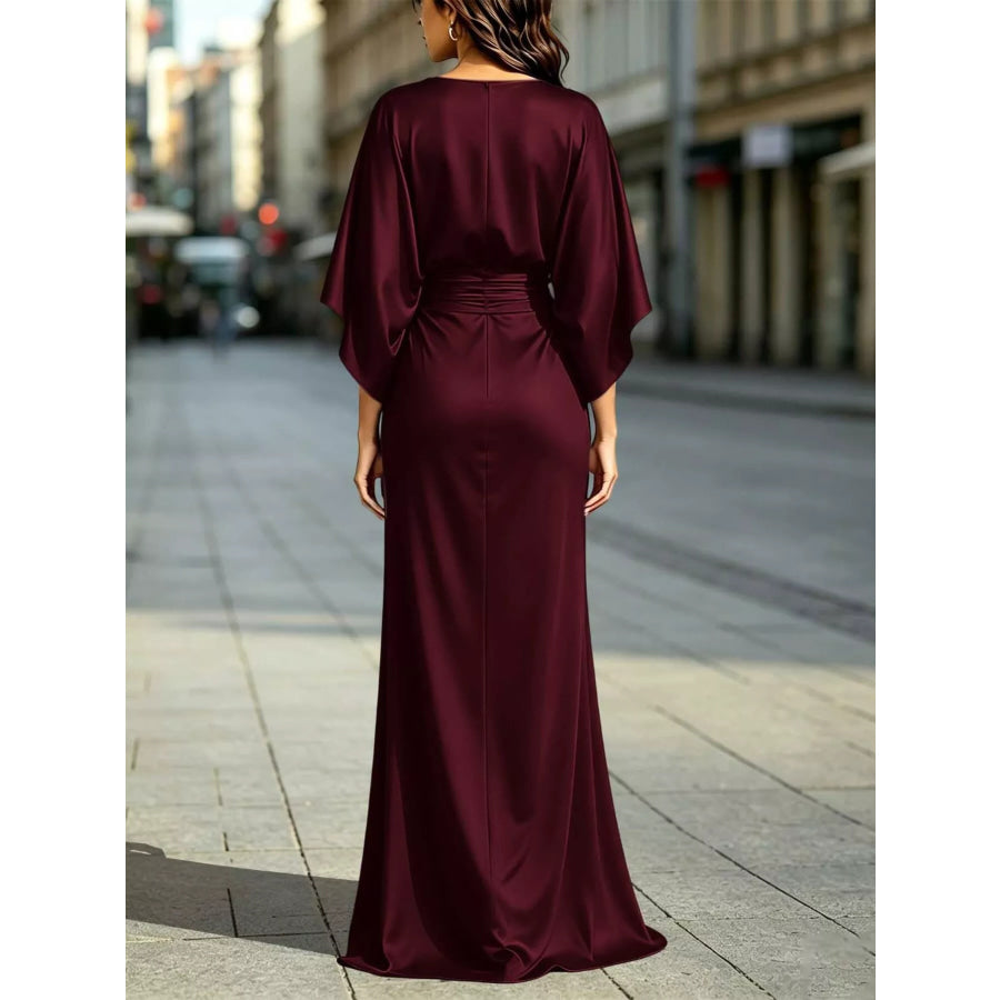 Ruched Waist Maxi Dress with Pockets