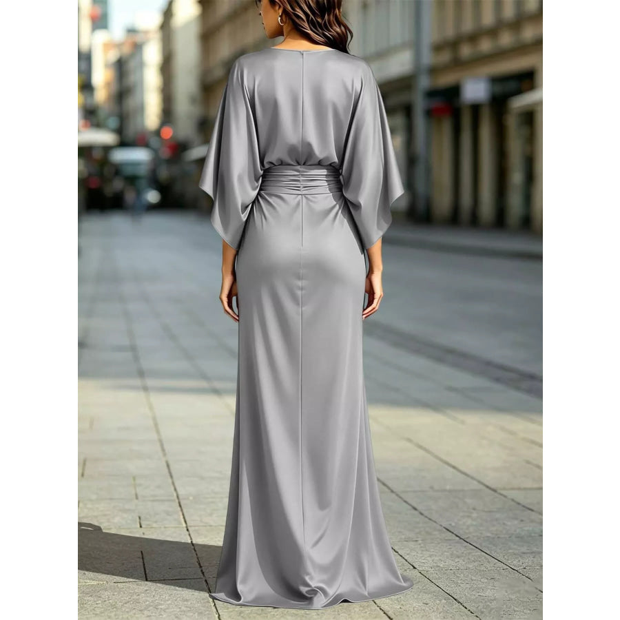 Ruched Waist Maxi Dress with Pockets