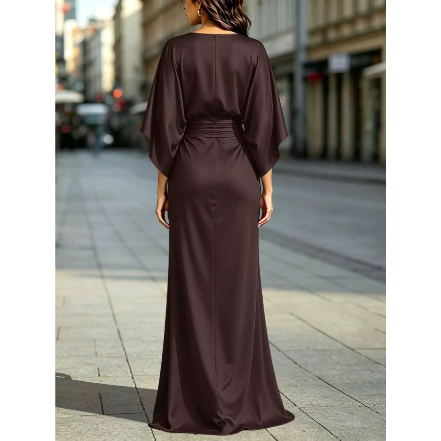 Ruched Waist Maxi Dress with Pockets