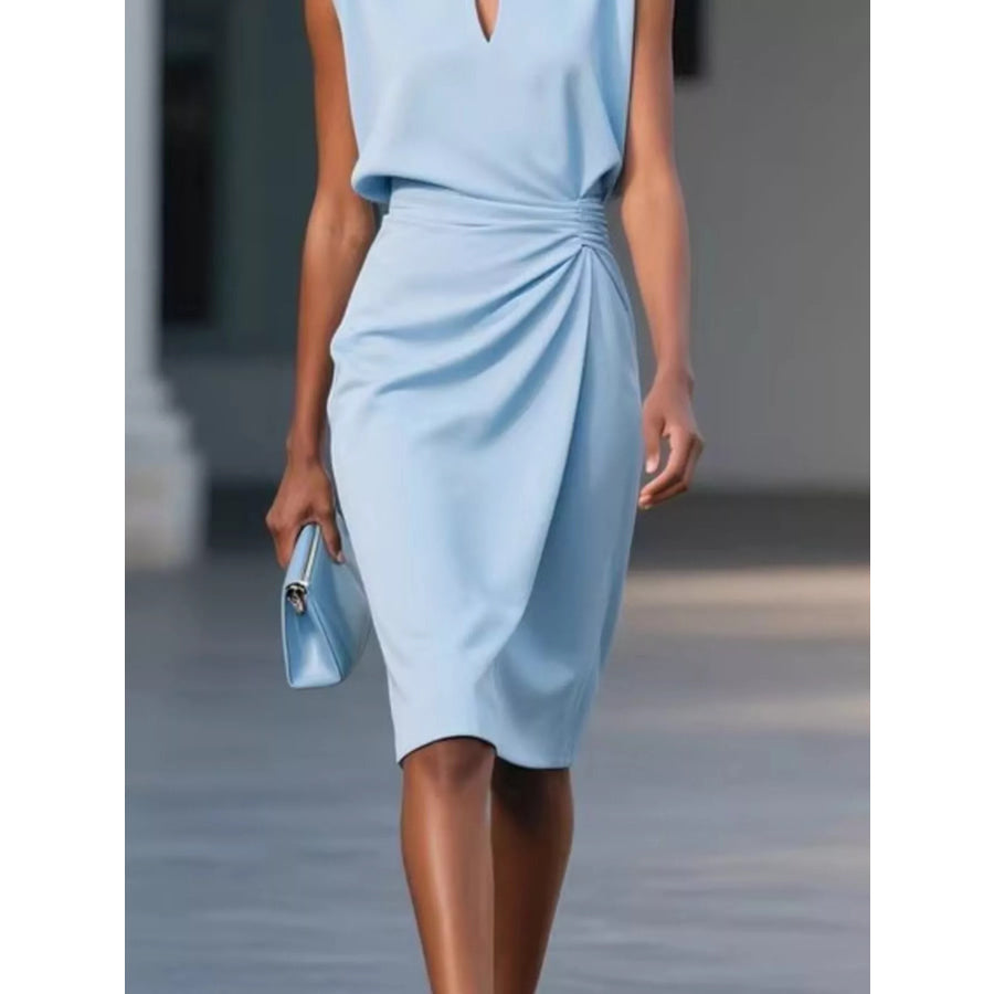 Ruched Waist Sleeveless Dress Apparel and Accessories