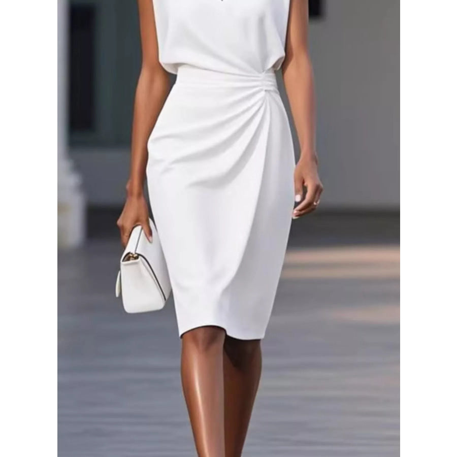 Ruched Waist Sleeveless Dress Apparel and Accessories