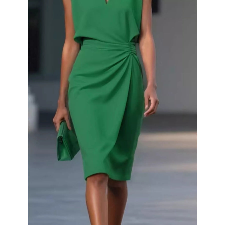 Ruched Waist Sleeveless Dress Apparel and Accessories
