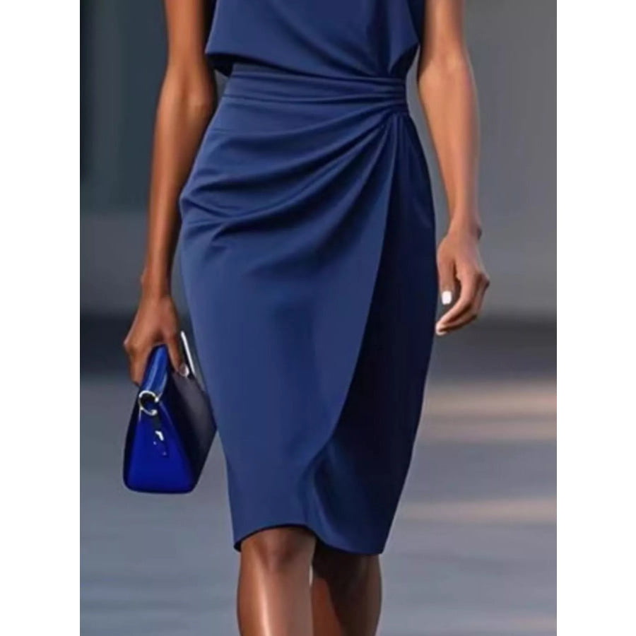 Ruched Waist Sleeveless Dress Apparel and Accessories