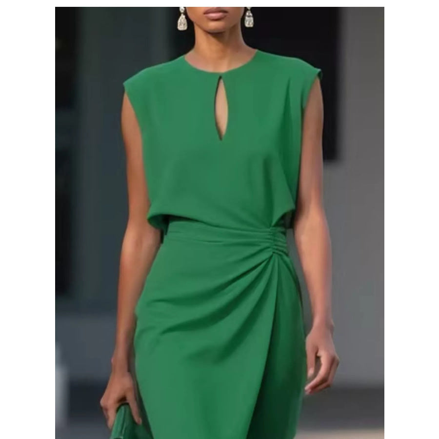 Ruched Waist Sleeveless Dress Apparel and Accessories