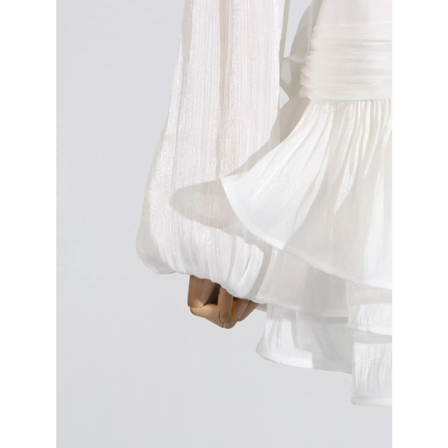 Ruffle Balloon Sleeve Mini Dress Apparel and Accessories