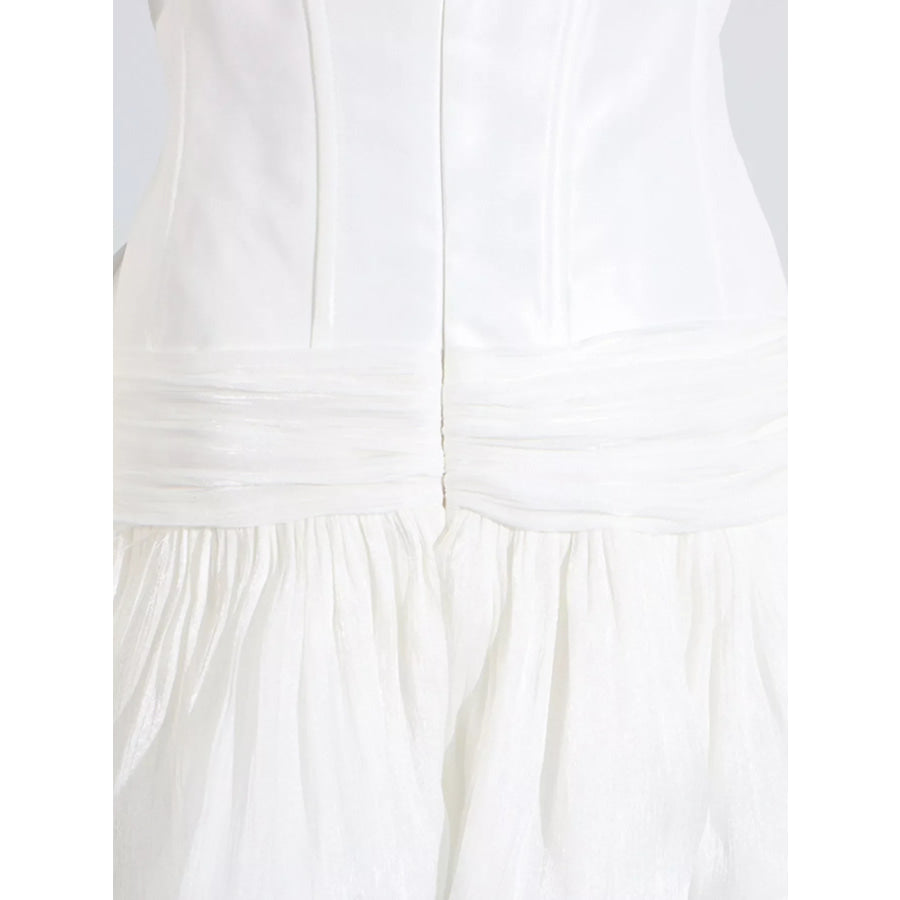 Ruffle Balloon Sleeve Mini Dress Apparel and Accessories
