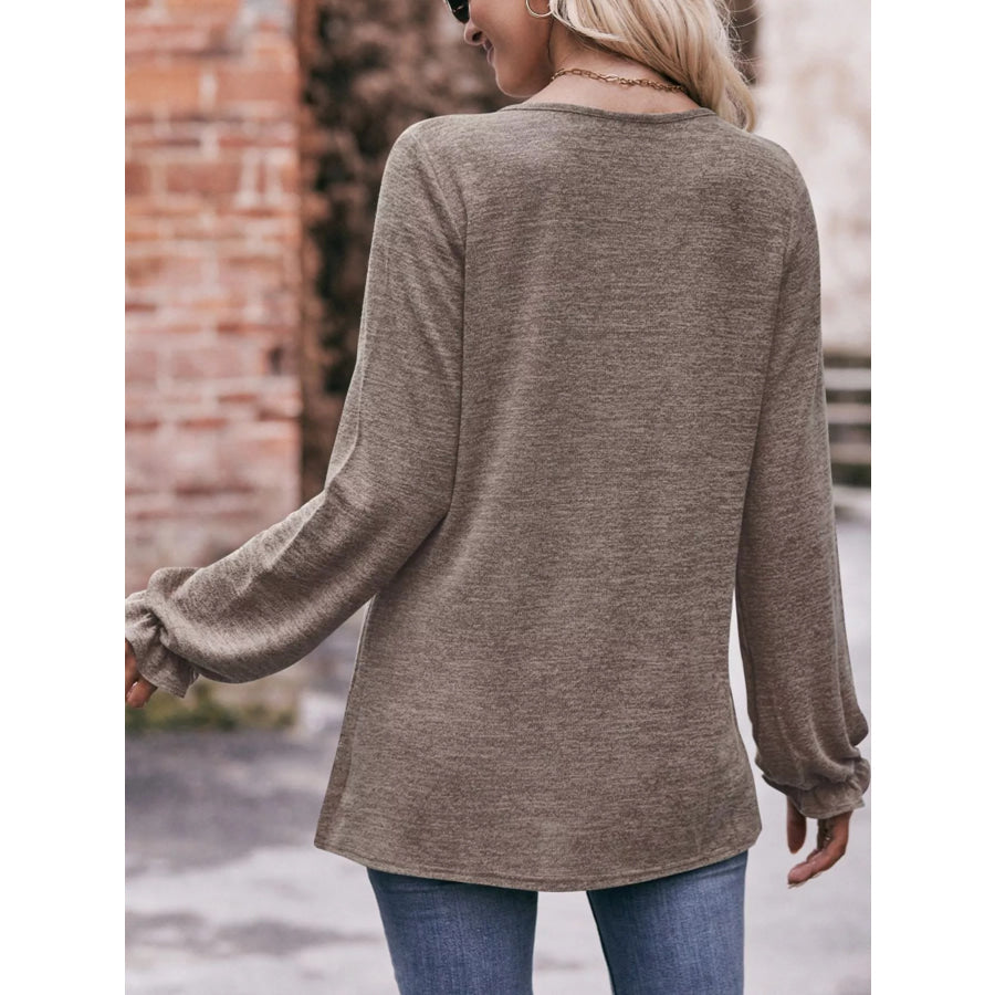 Ruffle Cuff Long Sleeve T-Shirt Apparel and Accessories