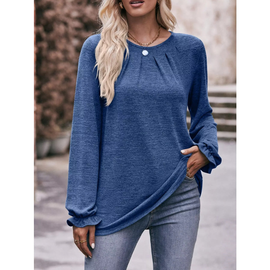 Ruffle Cuff Long Sleeve T-Shirt Apparel and Accessories