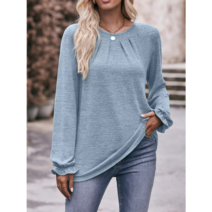 Ruffle Cuff Long Sleeve T-Shirt Apparel and Accessories