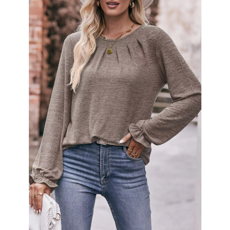 Ruffle Cuff Long Sleeve T-Shirt Apparel and Accessories