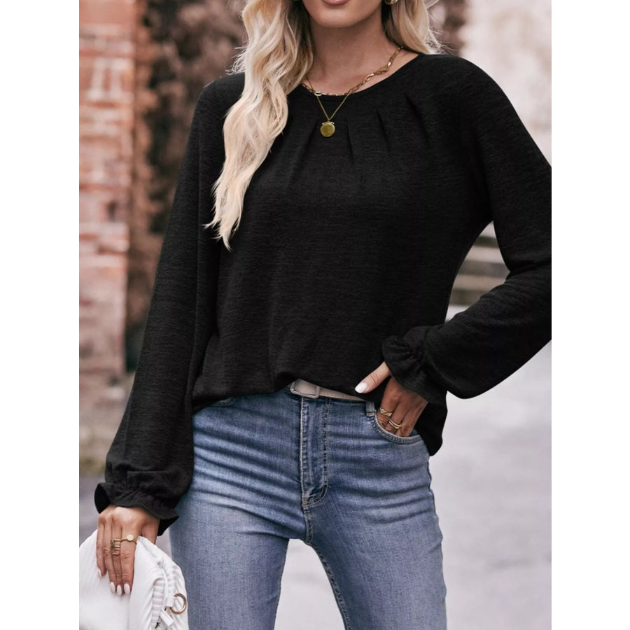 Ruffle Cuff Long Sleeve T-Shirt Apparel and Accessories