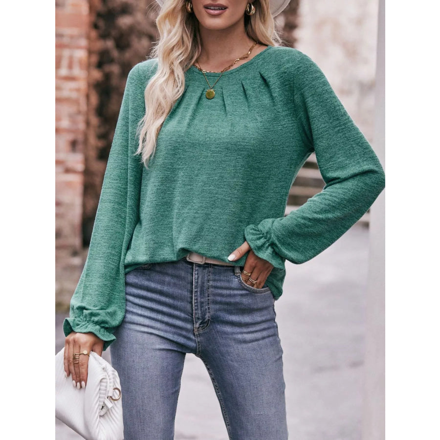 Ruffle Cuff Long Sleeve T-Shirt Apparel and Accessories