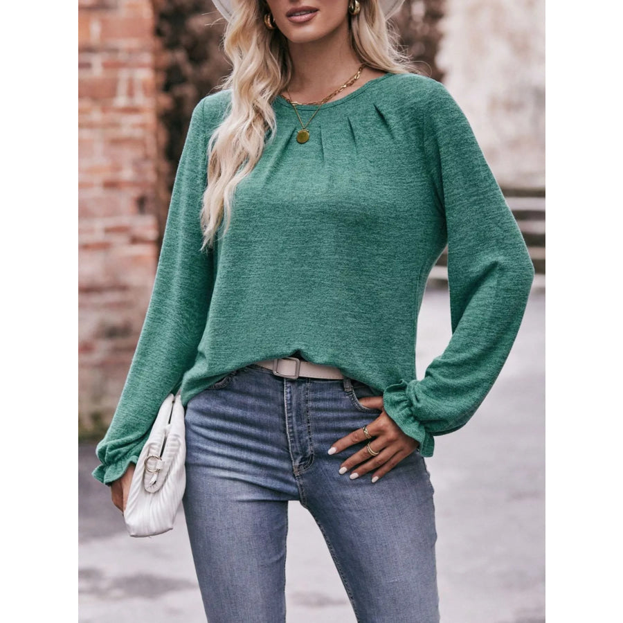 Ruffle Cuff Long Sleeve T-Shirt Apparel and Accessories