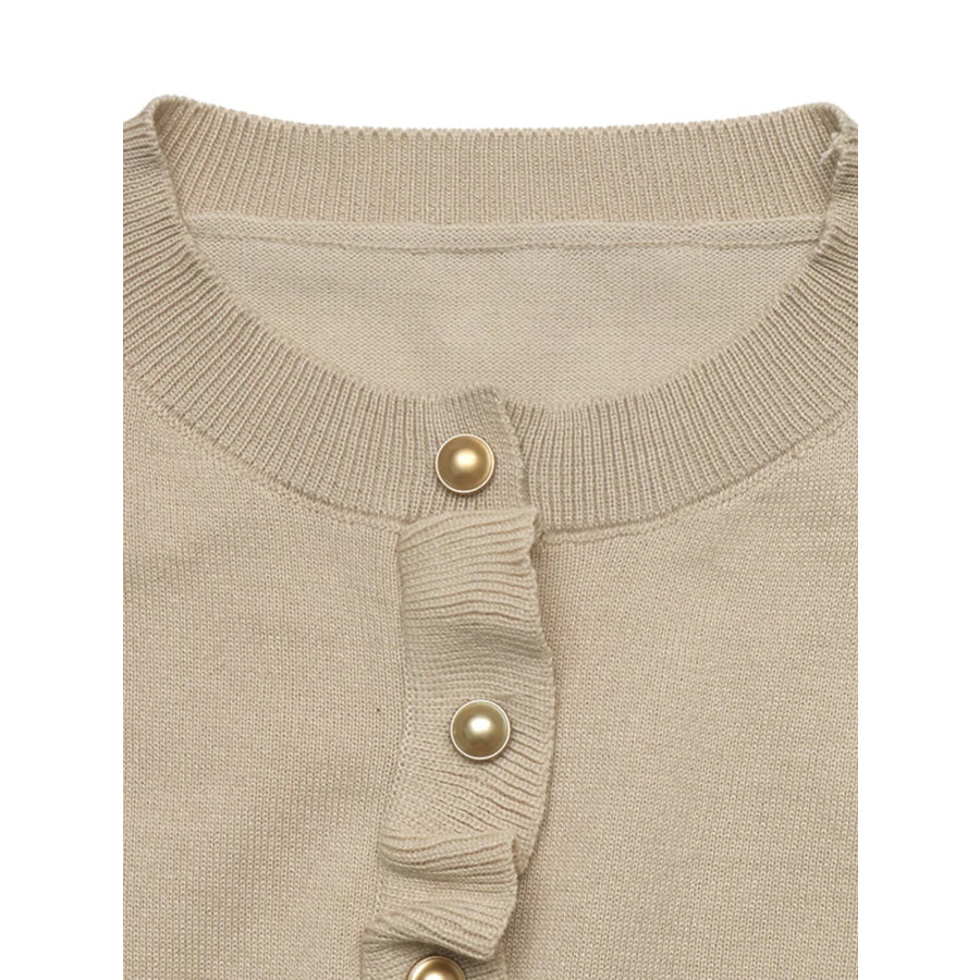 Ruffle Hem Button-Up Cardigan Apparel and Accessories