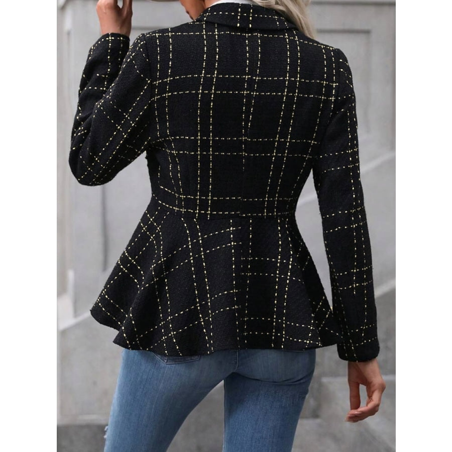 Ruffle Hem Collared Blazer