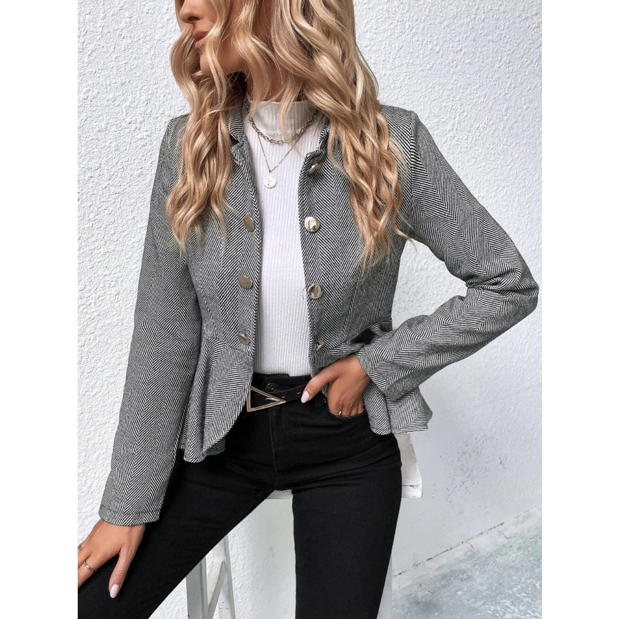 Ruffle Hem Collared Blazer