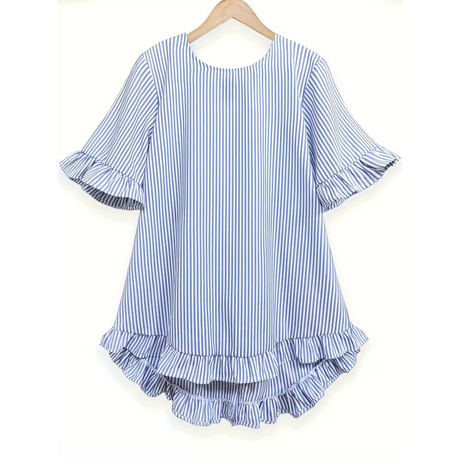 Ruffle Hem Half Sleeve Blouse Apparel and Accessories