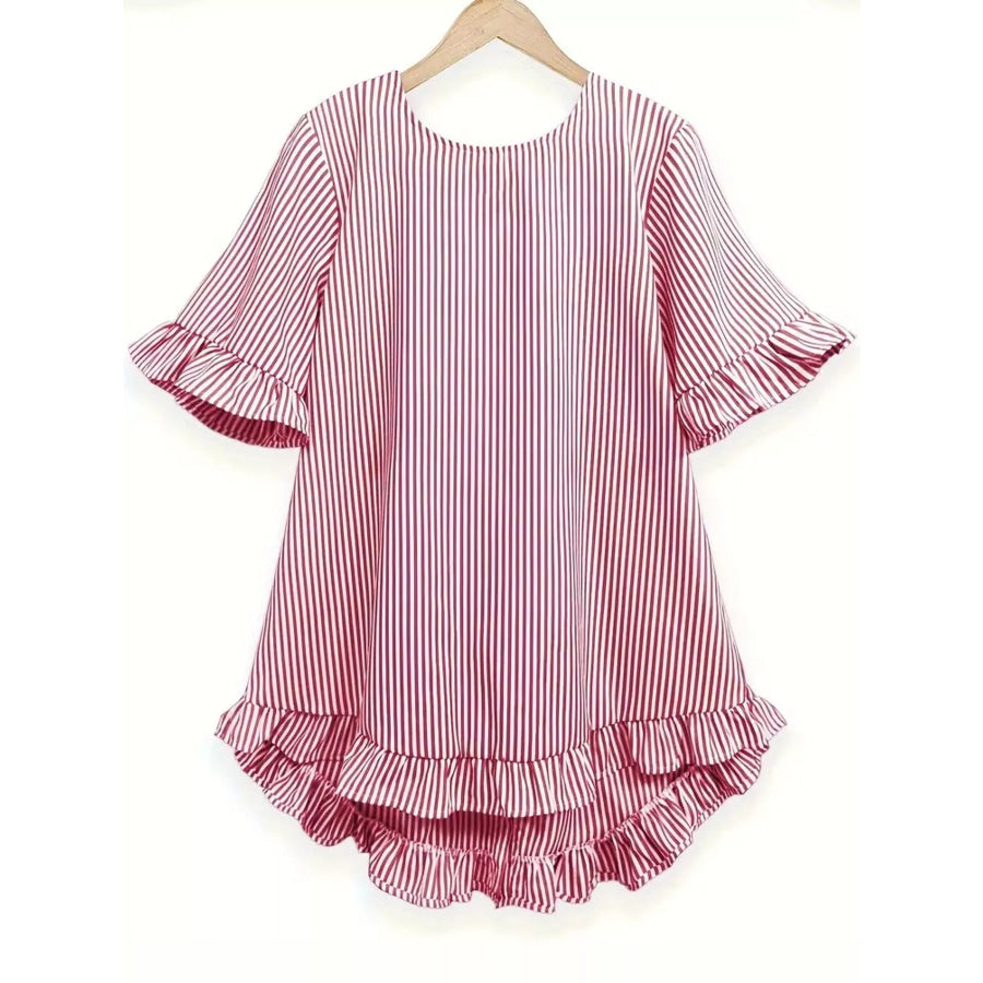 Ruffle Hem Half Sleeve Blouse Apparel and Accessories