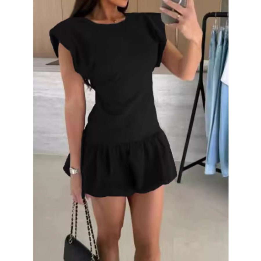 Ruffle Hem Mini Dress Black / S Apparel and Accessories