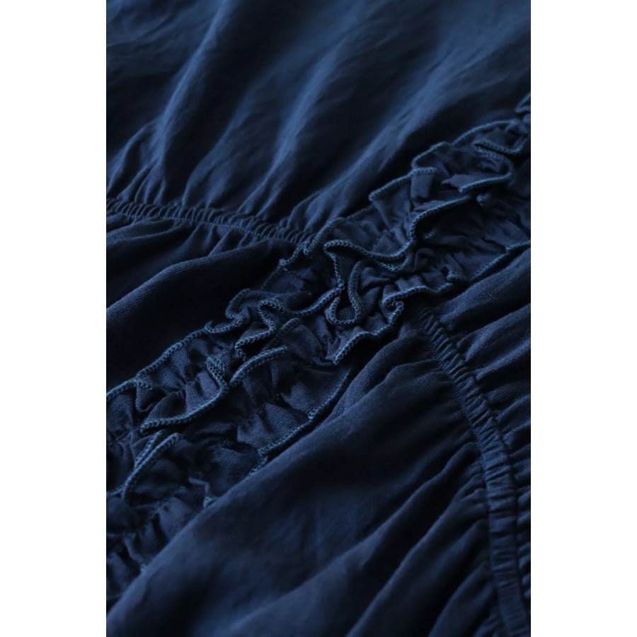 Ruffle Hem Tie Neck Blouse Apparel and Accessories