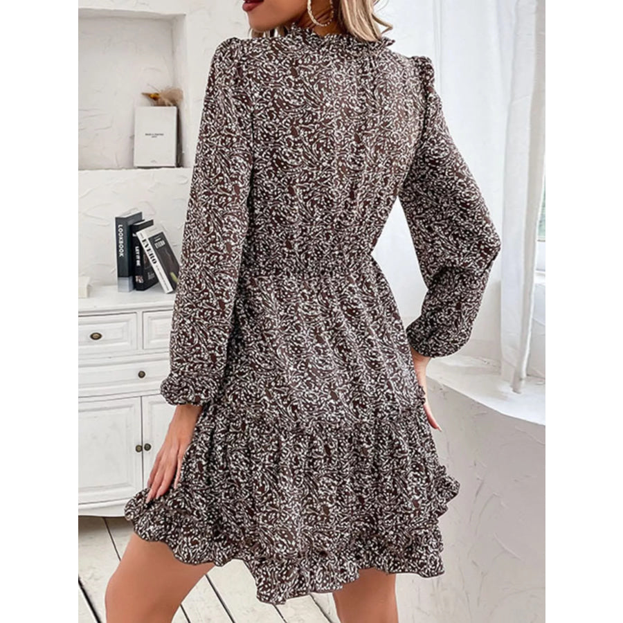 Ruffle Hem Tie Neck Mini Dress Apparel and Accessories