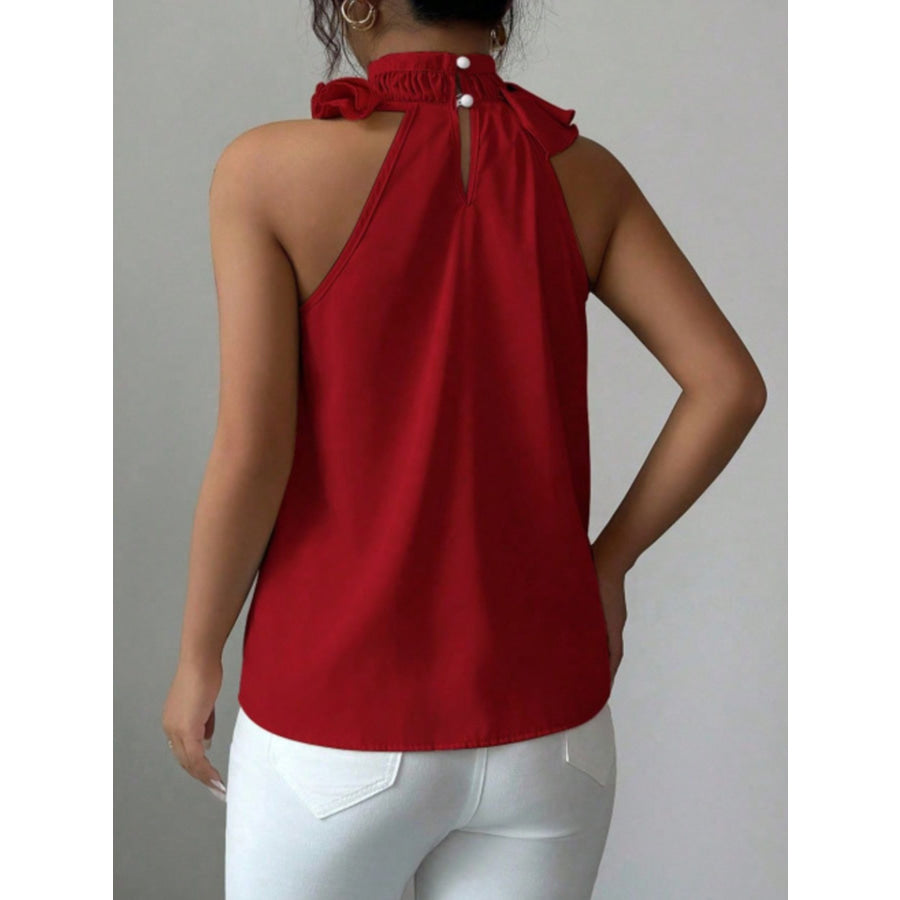 Ruffle High Neck Sleeveless Top Apparel and Accessories