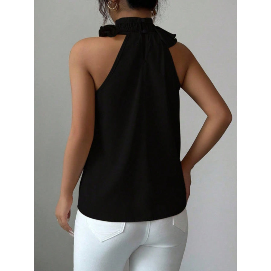 Ruffle High Neck Sleeveless Top Apparel and Accessories