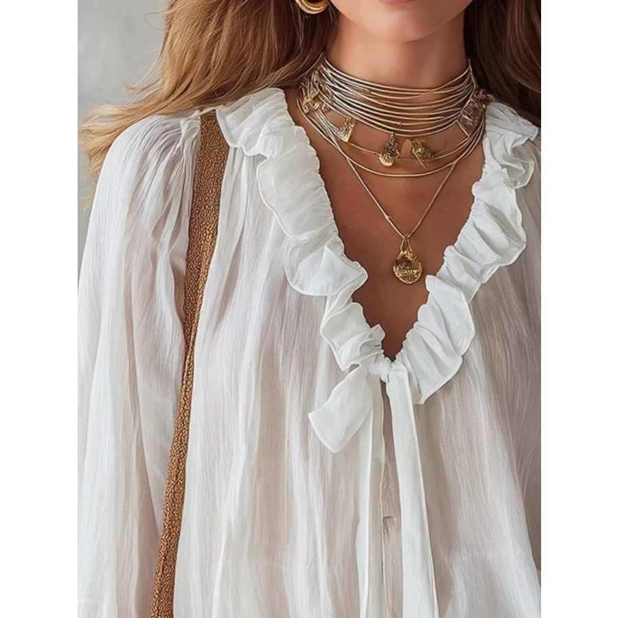 Ruffle Long Sleeve Blouse Apparel and Accessories