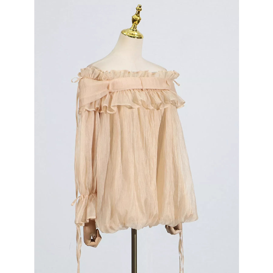 Ruffle Off-Shoulder Flounce Sleeve Blouse Apparel and Accessories