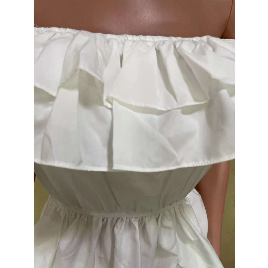 Ruffle Off-Shoulder High-Low Blouse Apparel and Accessories