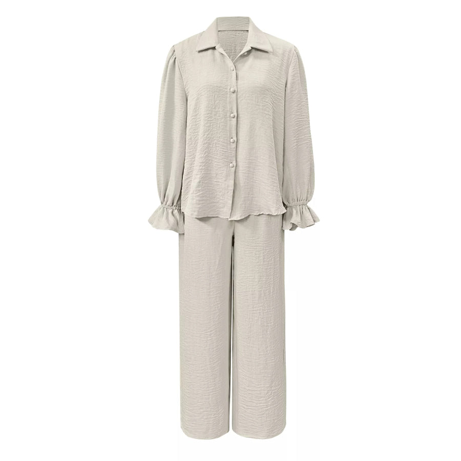Ruffle Sleeve Shirt and Pants Set Apparel and Accessories