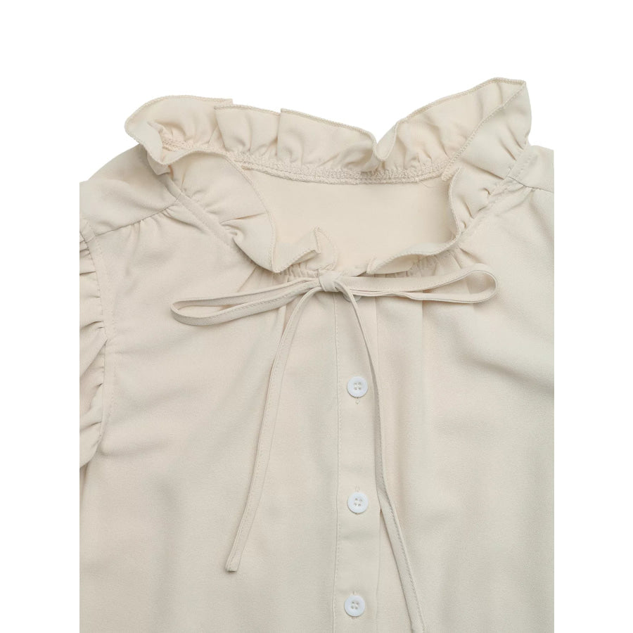 Ruffle Sleeve Tie-Neck Shirt Apparel and Accessories