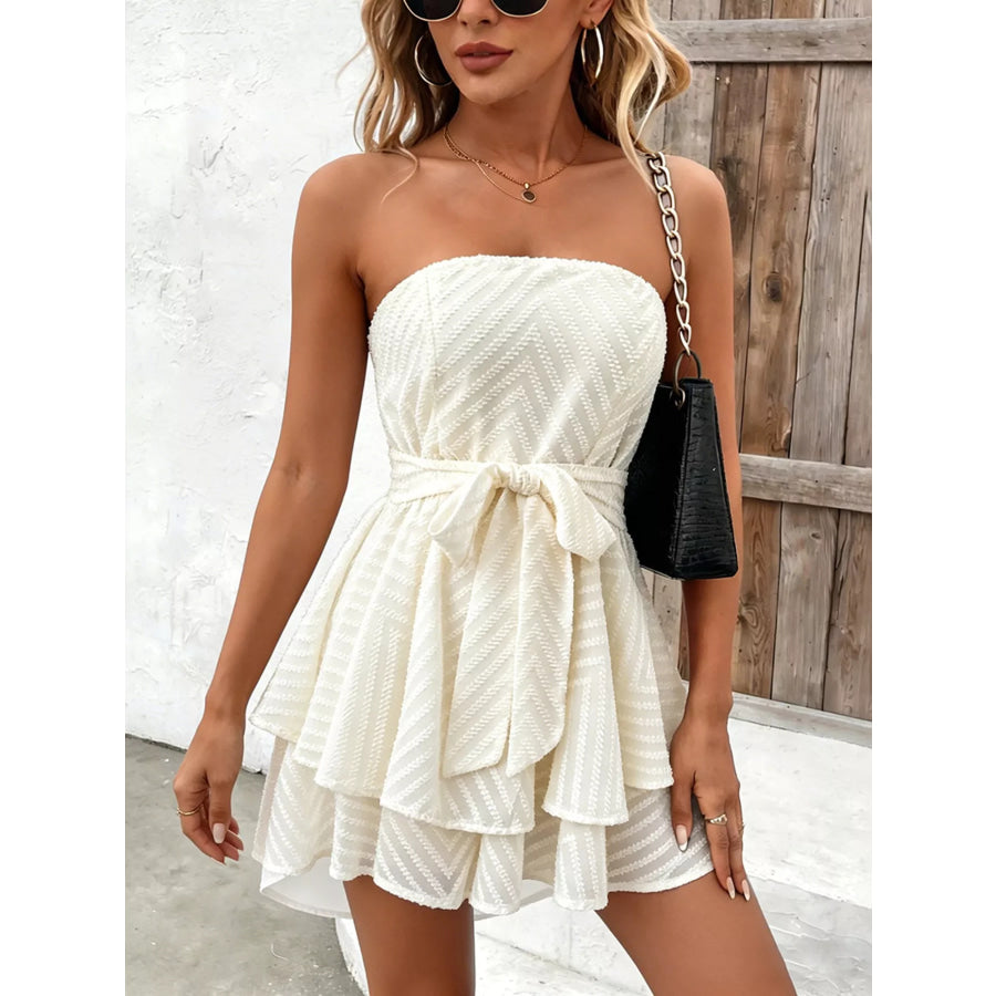 Ruffle Textured Tube Mini Dress Apparel and Accessories